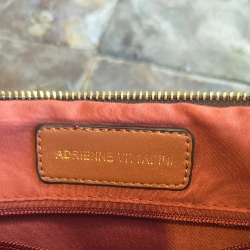 Adrienne Vittadini Brown Logo Messenger Bag
